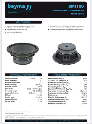 ALTAVOZ BEYMA 8MI100 / NUEVO