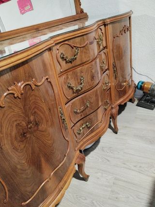 Mueble de salón antiguo madera y cristal