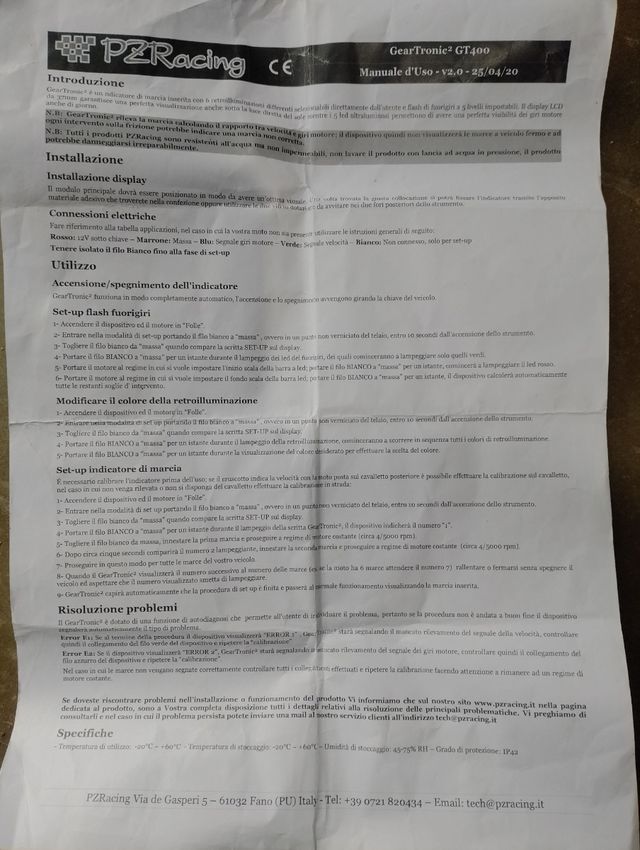 Indicatore marcia PZRacing universale