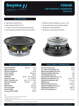 ALTAVOZ BEYMA 10G40 / NUEVO
