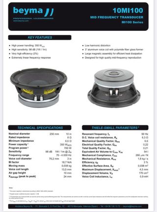 ALTAVOZ BEYMA 10MI100 / NUEVO