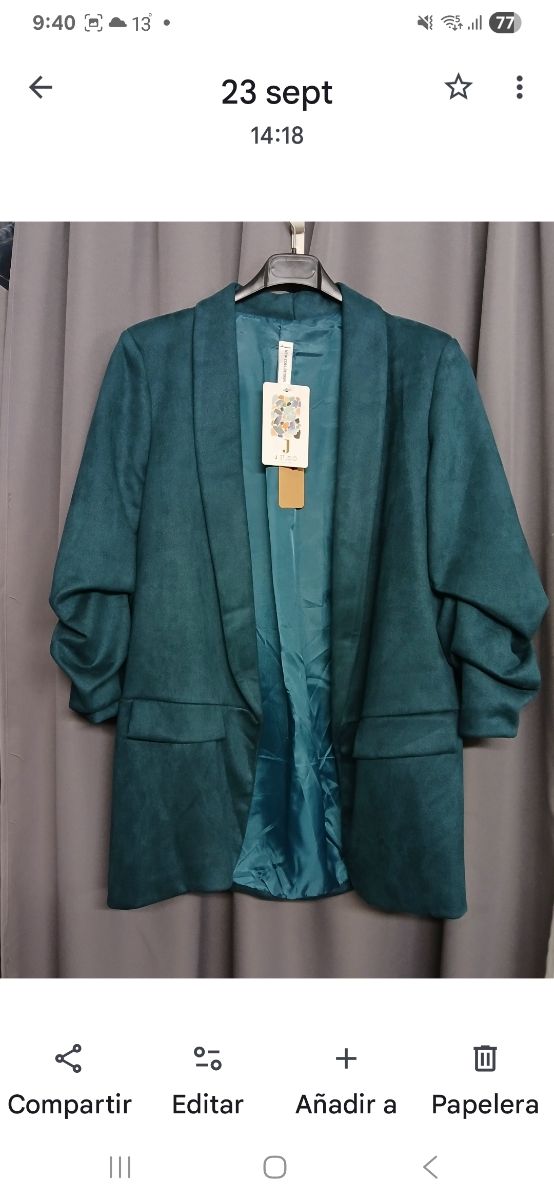 Chaqueta de mujer color verde azulado