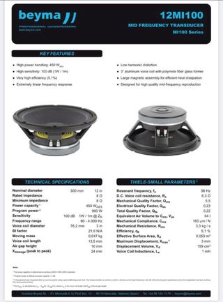 ALTAVOZ BEYMA 12MI100 / NUEVO