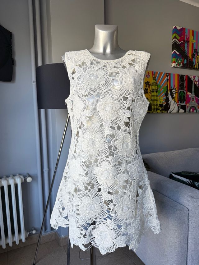 Vestido Zara Blanco Encaje