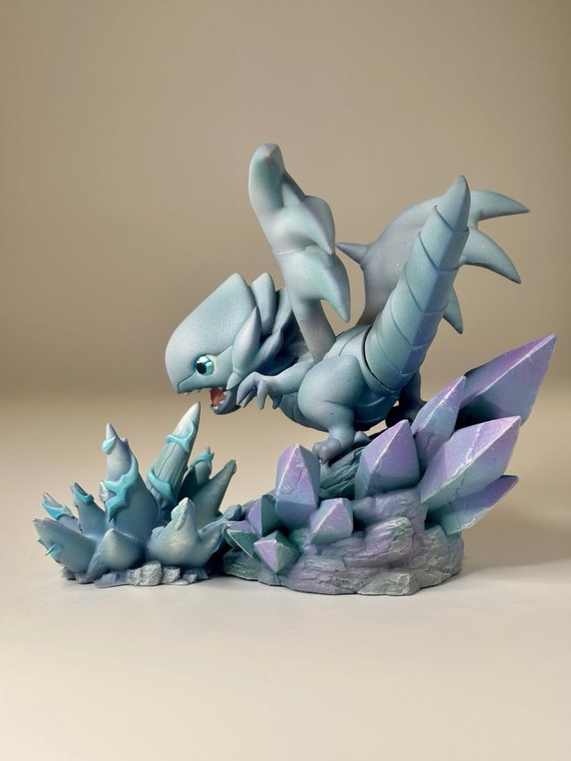 Figure resina 3D Drago Bianco Occhi Blu Yugioh