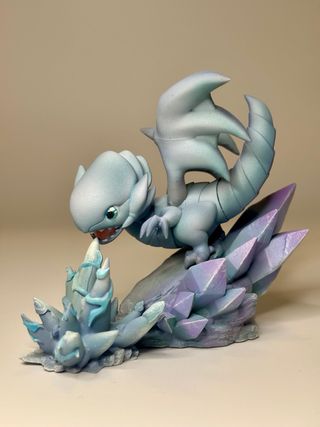 Figure resina 3D Drago Bianco Occhi Blu Yugioh
