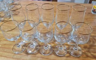 Set 5 Bicchieri Vino + 5 Champagne Oro Trasparente