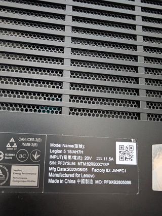 Portátil Lenovo Legion 5 Intel Core i7 Negro