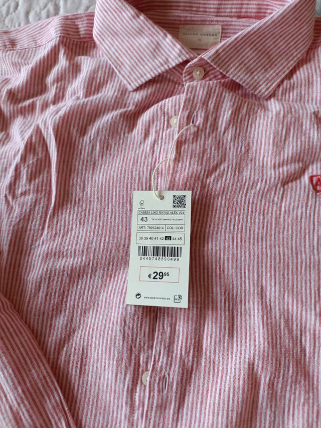 Camisa de algodón rosa de rayas