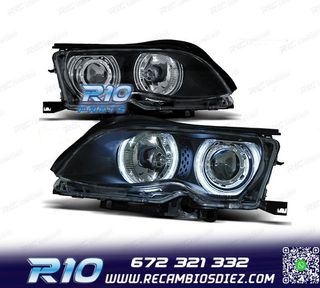 FAROS BMW E46 4 PUERTAS 01-05 OJOS ANGEL CCFL FONDO NEGRO