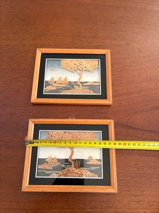 Coppia Quadretti Paesaggio Marino in Sughero