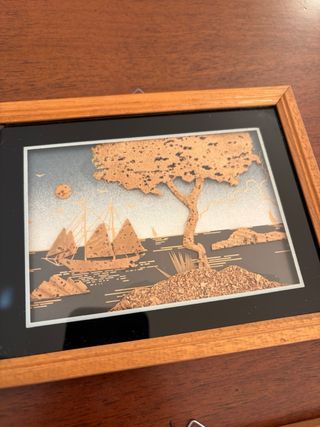 Coppia Quadretti Paesaggio Marino in Sughero