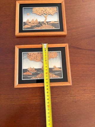 Coppia Quadretti Paesaggio Marino in Sughero