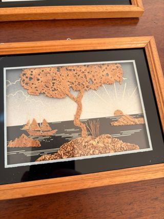 Coppia Quadretti Paesaggio Marino in Sughero