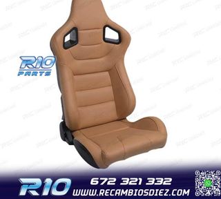 KIT ASIENTO DEPORTIVO SEMI BAQUET ESTILO RS CUERO BEIGE