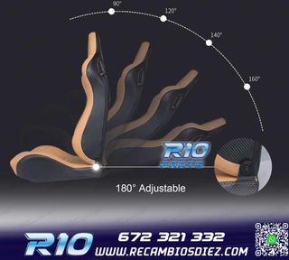 KIT ASIENTO DEPORTIVO SEMI BAQUET ESTILO RS CUERO BEIGE