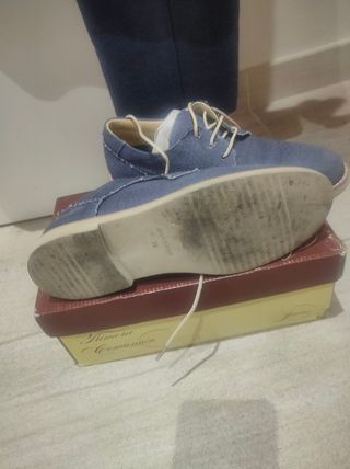 Zapatos niño comunión lino azul