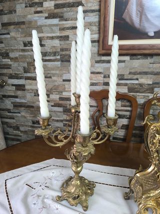 Portacandele in ottone con 5 candele