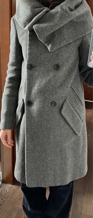 Cappotto Zara Donna Grigio Lana