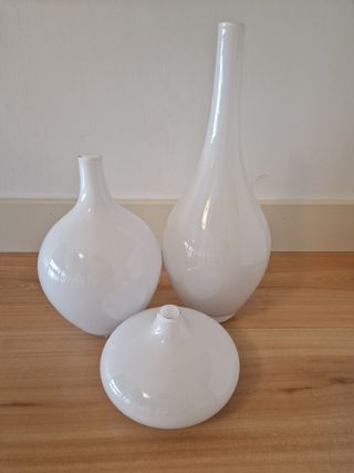Set di 3 vasi in cristallo bianco