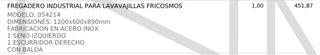 Fregadero industrial y lavavajillas