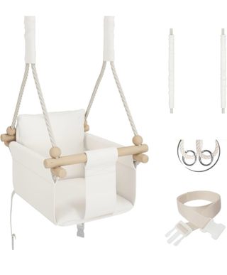 Columpio bebé Mamoi blanco / beige claro. 