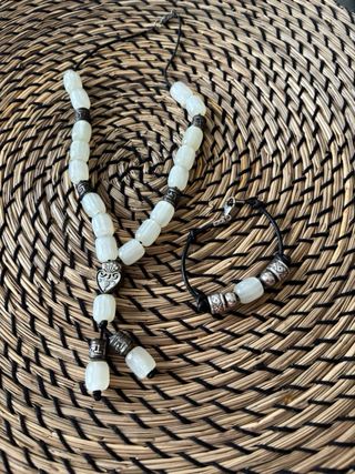Conjunto Collar y Pulsera Plata y Blanco