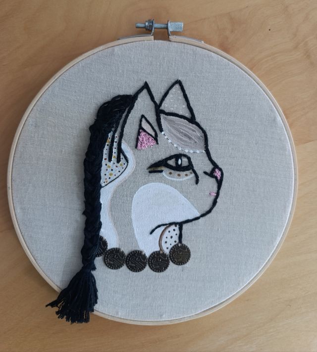 Bastidor bordado gata