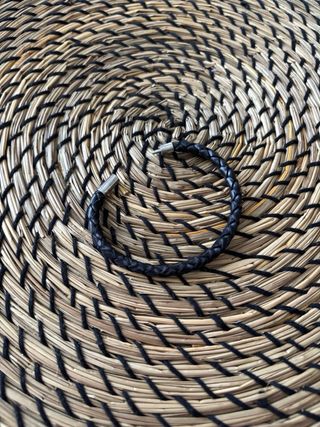 Pulsera Cuero Trenzado Negra