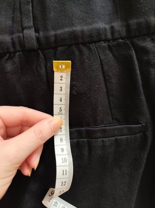 Pantalón H&M Lino Pinzas Negro