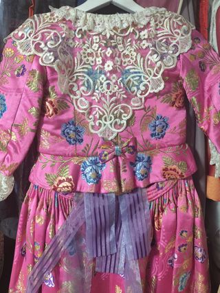 Traje de Fallera Niña Rosa y Morado