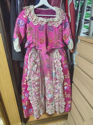 Traje de Fallera Niña Rosa y Morado