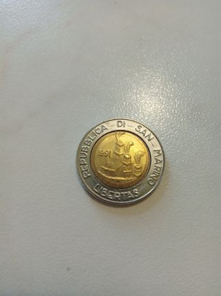 Moneta 500 Lire San Marino 1991 Terra Ospitale