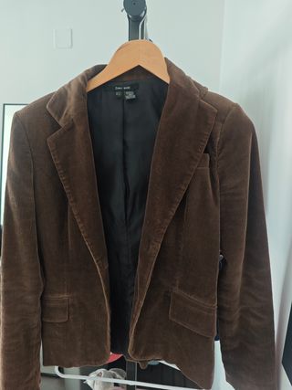 Americana Zara Basic Marrón Pana