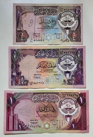 Lote x3 Billetes KUWAIT Diferentes
