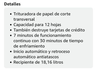 Destructora Amazon Basics 12 hojas 