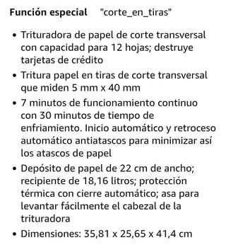 Destructora Amazon Basics 12 hojas 