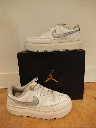 Nike Air Doble Suela Unisex Plata Blanco