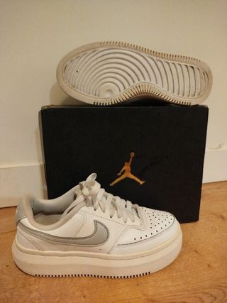 Nike Air Doble Suela Unisex Plata Blanco