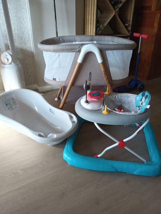 Mini cuna, andador y bañera para bebés