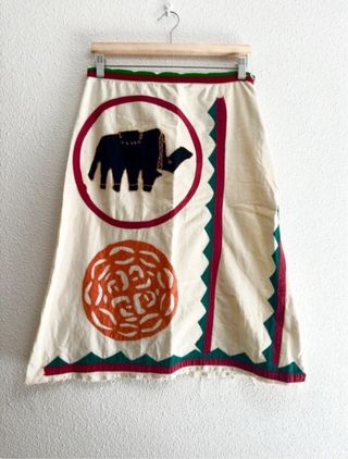 Falda Étnica Beige de Stradivarius