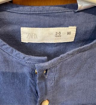 Camisa Zara niño lino manga larga talla 2-3(96 cm)