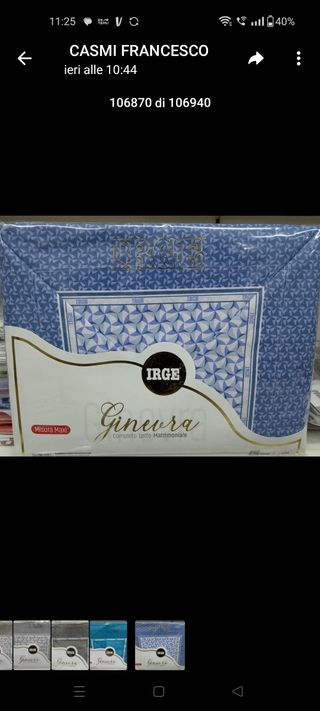 Lenzuola matrimoniali cotone Irge