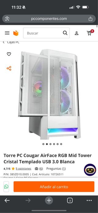 Torre Cougar ATX RGB AirFace Blanca