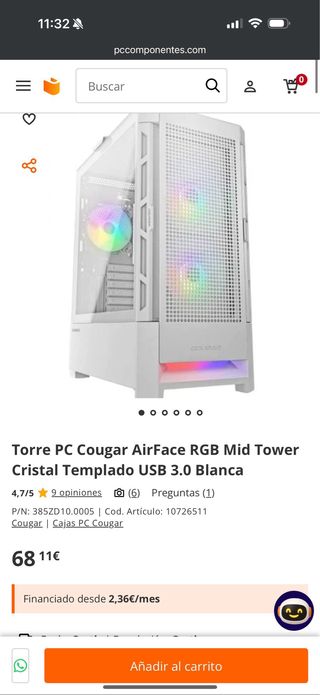 Torre Cougar ATX RGB AirFace Blanca