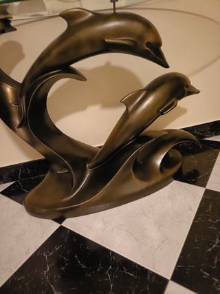 Mueble consola entradita cristal y bronce