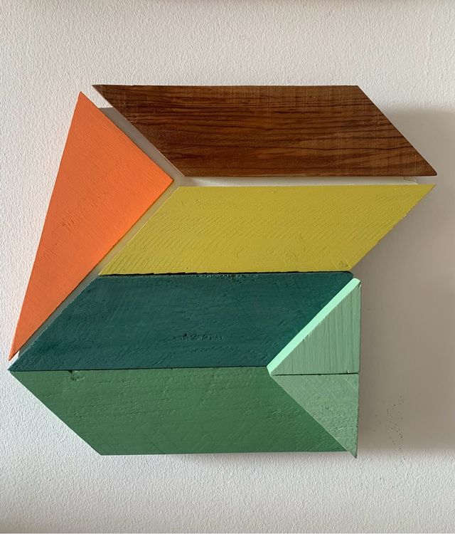 Cuadro abstracto 3D madera composición 53