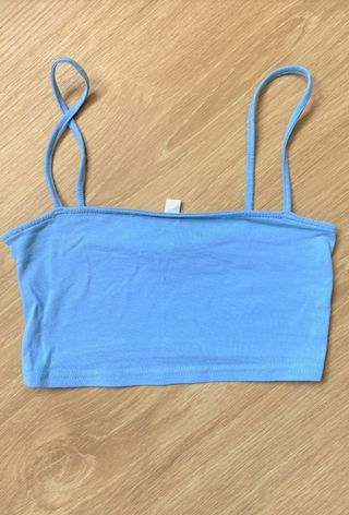 Crop Top H&M Azul Celeste Talla XS Mujer Tirantes