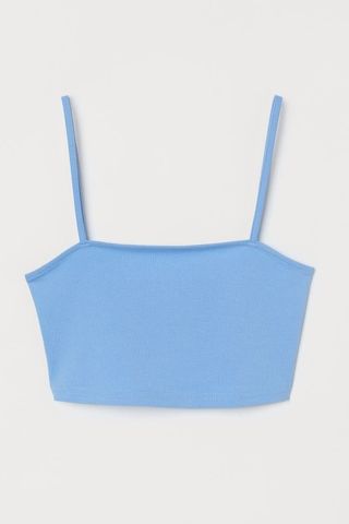 Crop Top H&M Azul Celeste Talla XS Mujer Tirantes