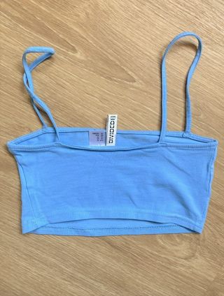 Crop Top H&M Azul Celeste Talla XS Mujer Tirantes
